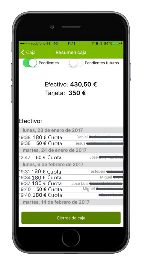 Gestión de reservas desde app movíl